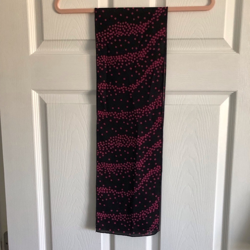 Vintage black with pink polka dot lightweight scarf